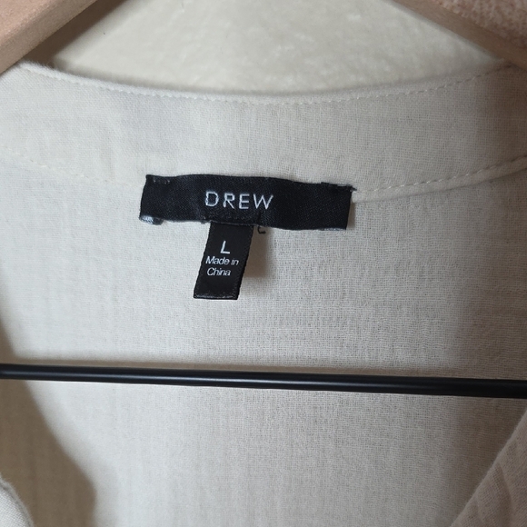 DREW Dress Tiered Button Front Cotton Midi High Low Sleeveless Cream Size Large - Picture 4 of 11